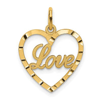14k LOVE Diamond-cut Heart Pendant-C312