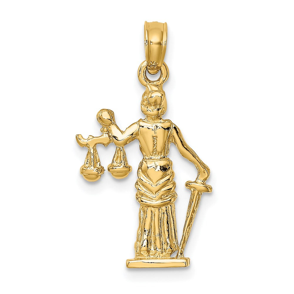 14k 3-D Lady of Justice w/Moveable Scales Pendant-C3121