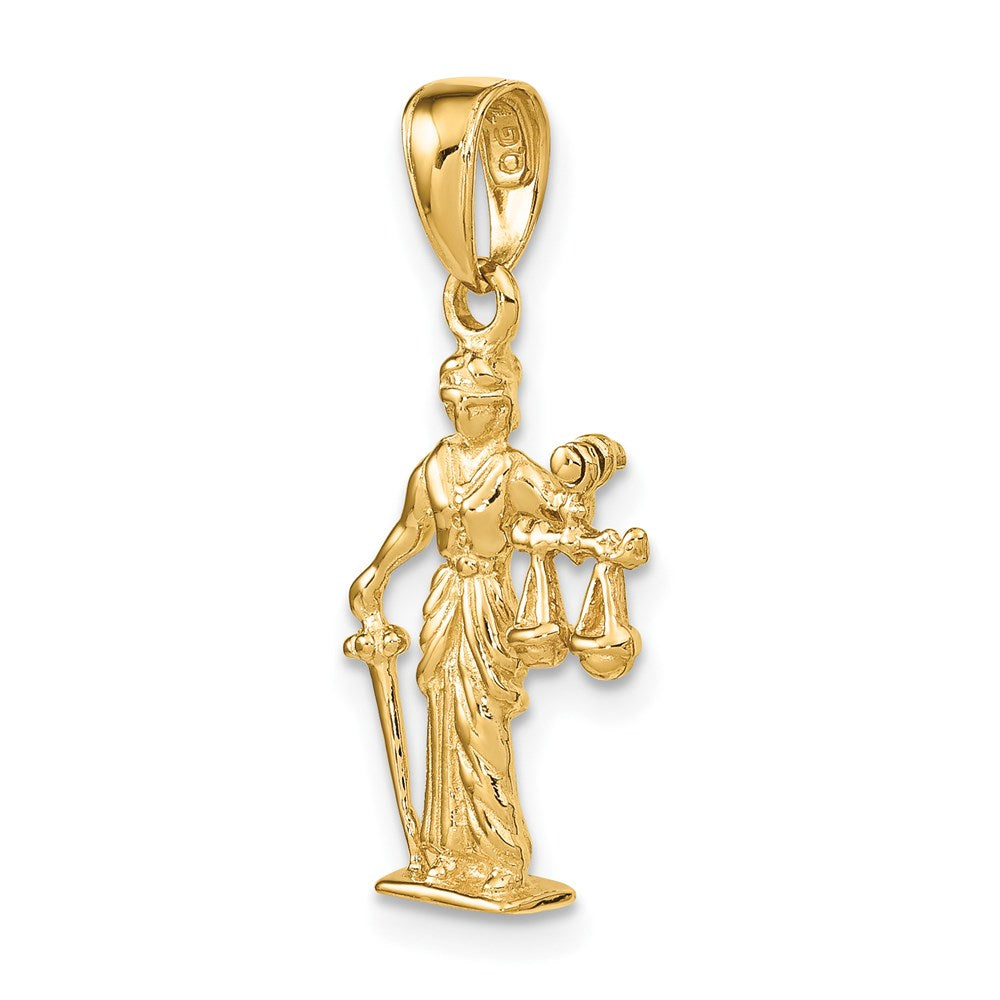 14k 3-D Lady of Justice w/Moveable Scales Pendant-C3121