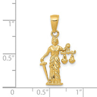 14k 3-D Lady of Justice w/Moveable Scales Pendant-C3121