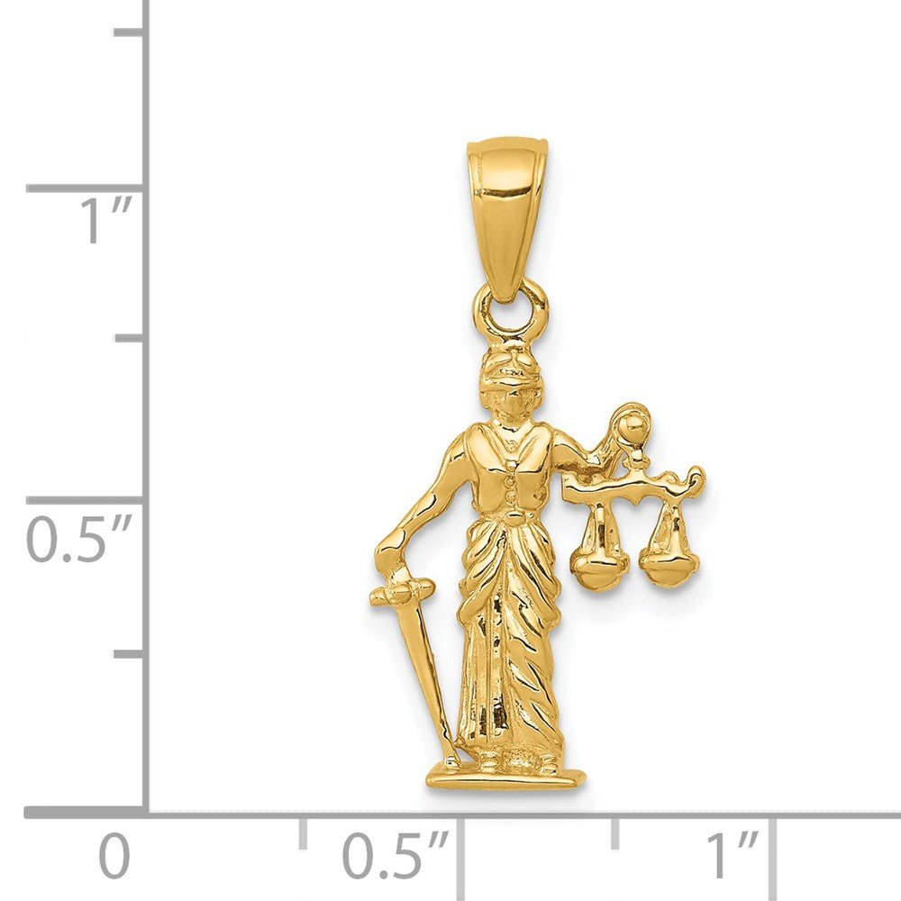 14k 3-D Lady of Justice w/Moveable Scales Pendant-C3121