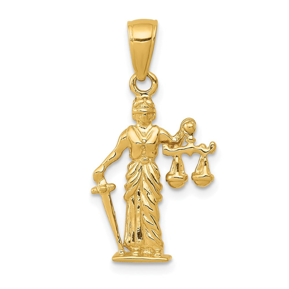 14k 3-D Lady of Justice w/Moveable Scales Pendant-C3121