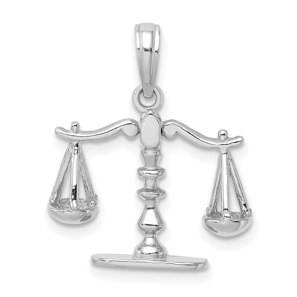 14k White Gold 3-D Moveable Scales of Justice Pendant-C3122W