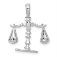 14k White Gold 3-D Moveable Scales of Justice Pendant-C3122W