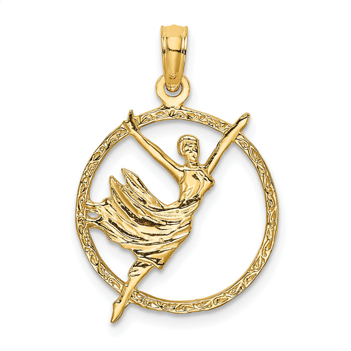 14k Dancer in Circle Frame Charm-C3133