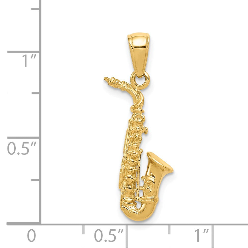 14k 3-D Saxophone Pendant-C3135