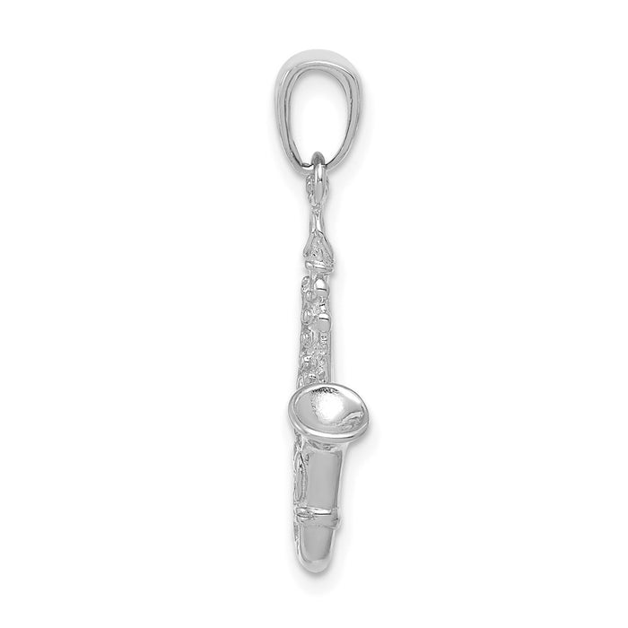 14K White Gold 3-D Saxophone Pendant-C3135W