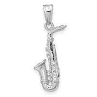 14K White Gold 3-D Saxophone Pendant-C3135W