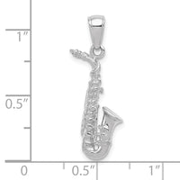 14K White Gold 3-D Saxophone Pendant-C3135W