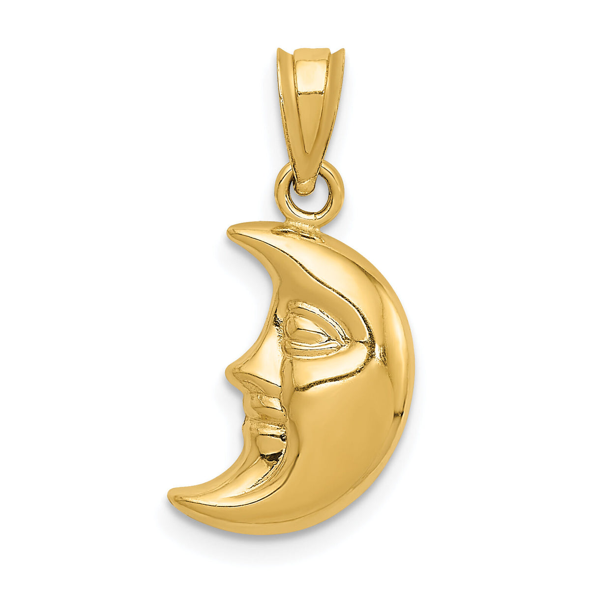 14k 3-D Moon Pendant-C3139