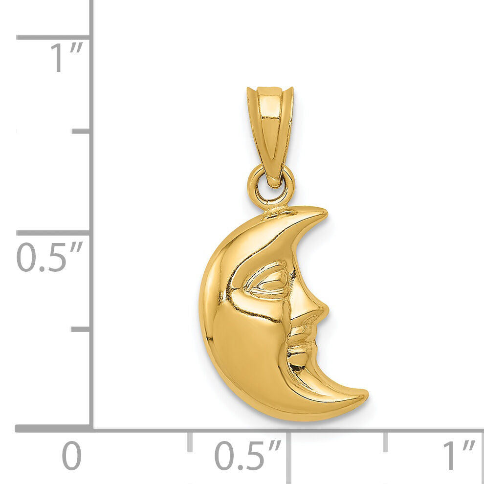 14k 3-D Moon Pendant-C3139