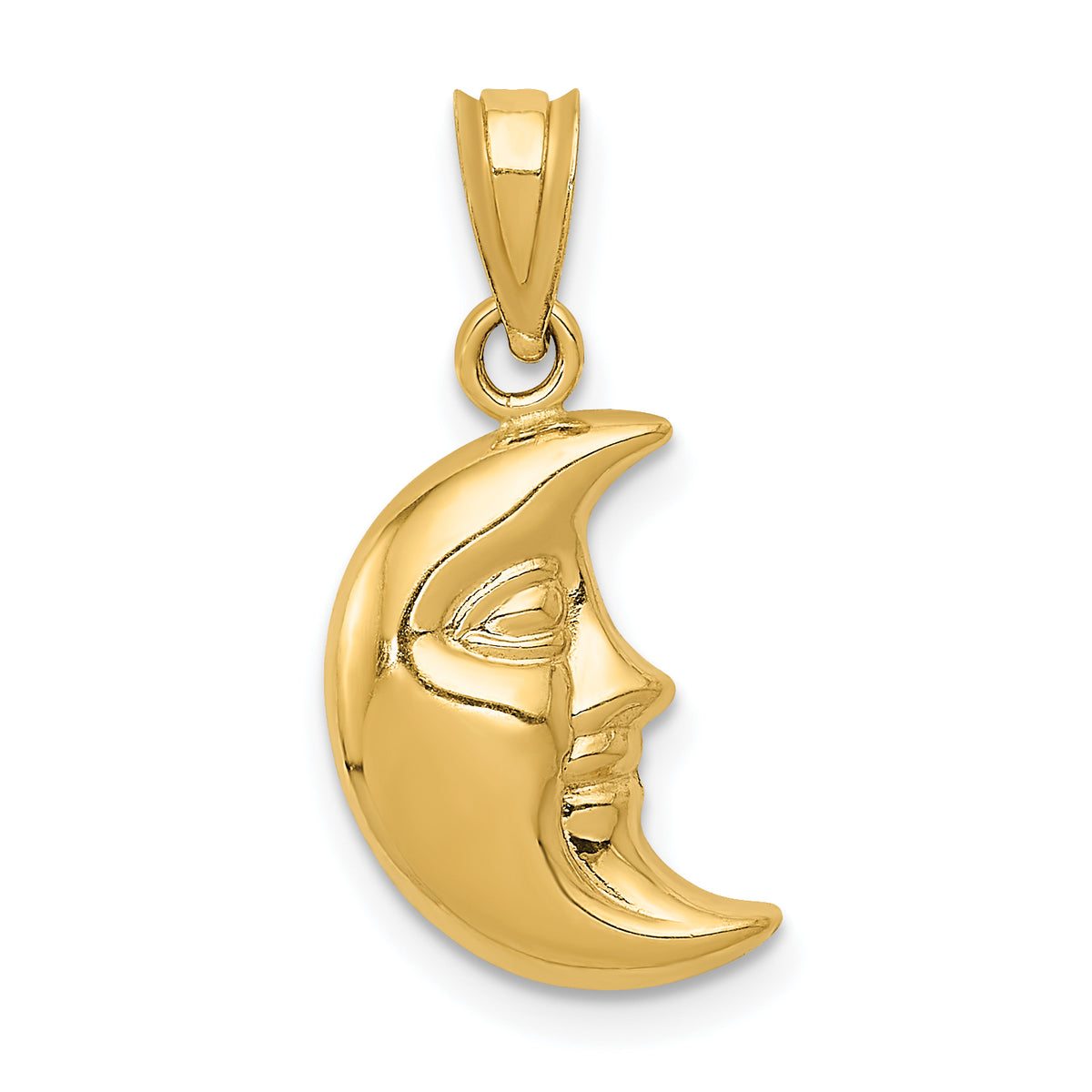 14k 3-D Moon Pendant-C3139