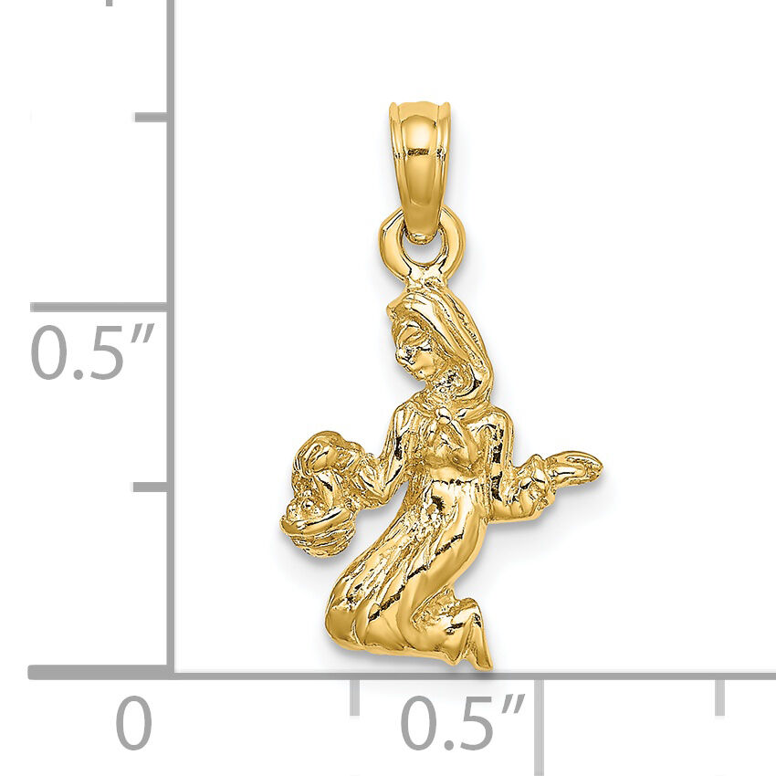14k 3-D Virgo Zodiac Charm-C3148