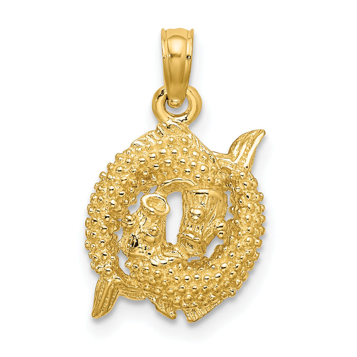 14k 3-D Pisces Zodiac Charm-C3154