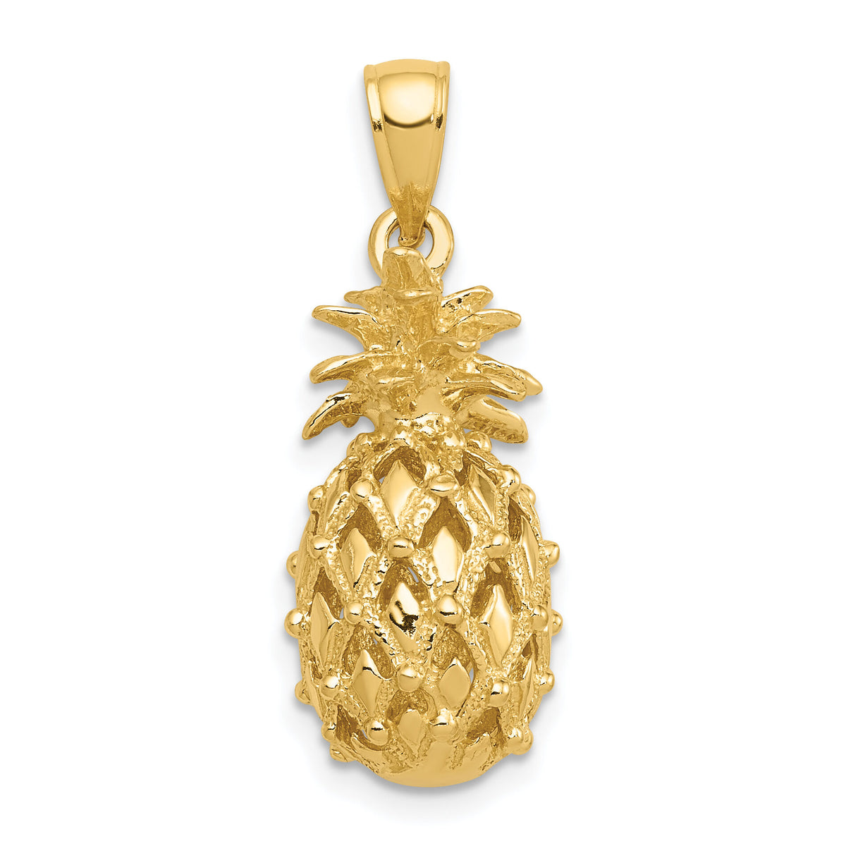 14k 3-D Cut-Out Pineapple Pendant-C3205
