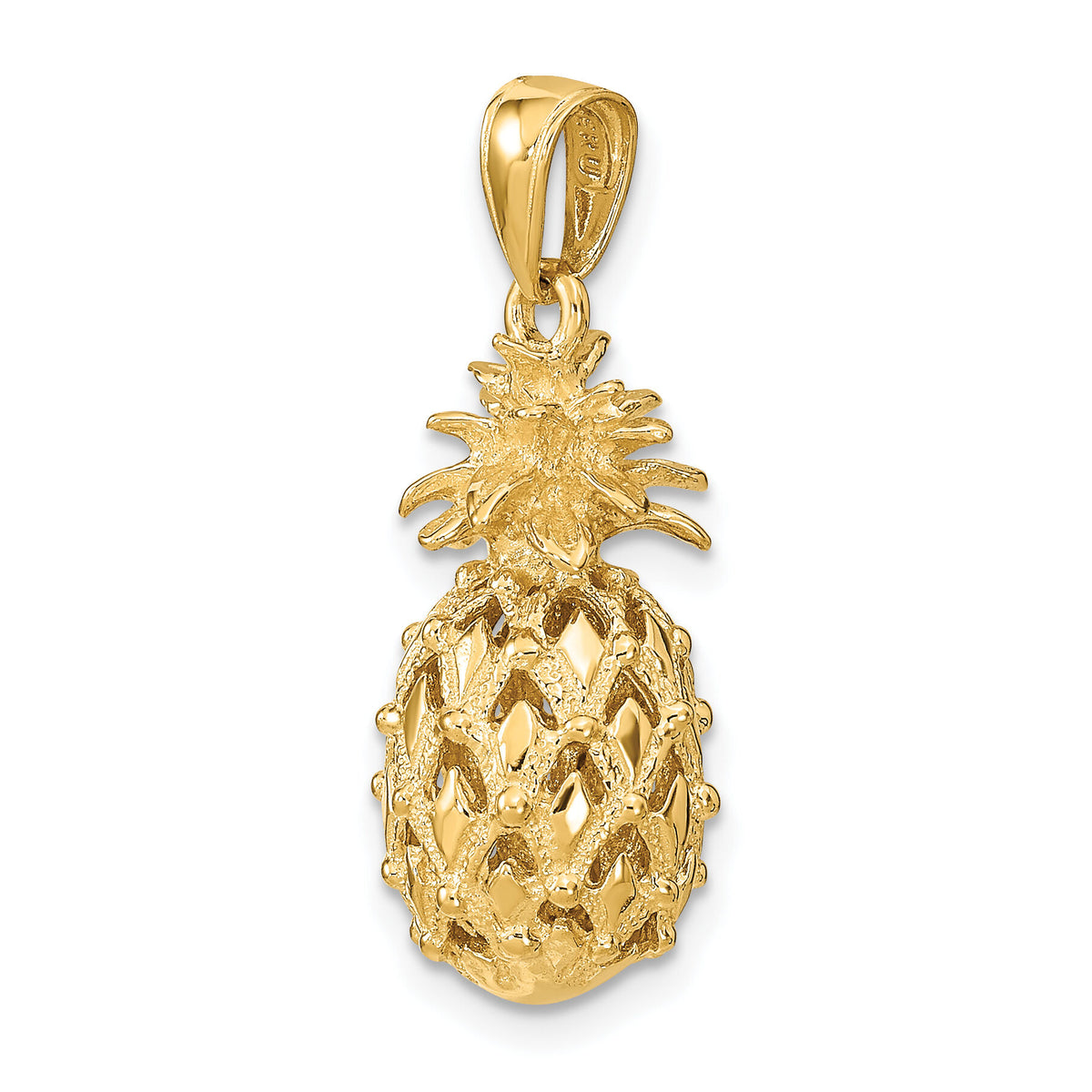 14k 3-D Cut-Out Pineapple Pendant-C3205