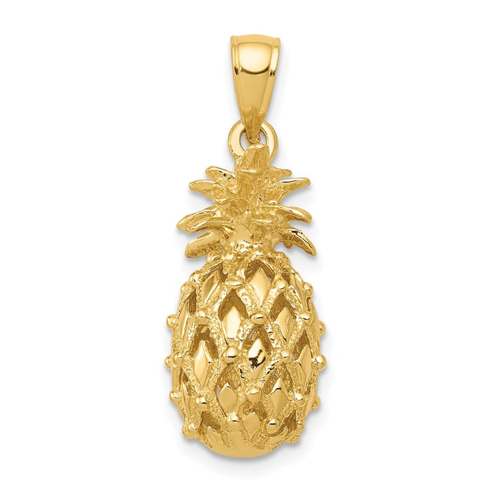 14k 3-D Cut-Out Pineapple Pendant-C3205