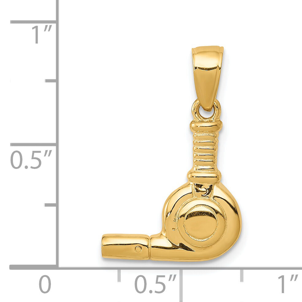 14k 3-D Blow Dryer Pendant-C3206