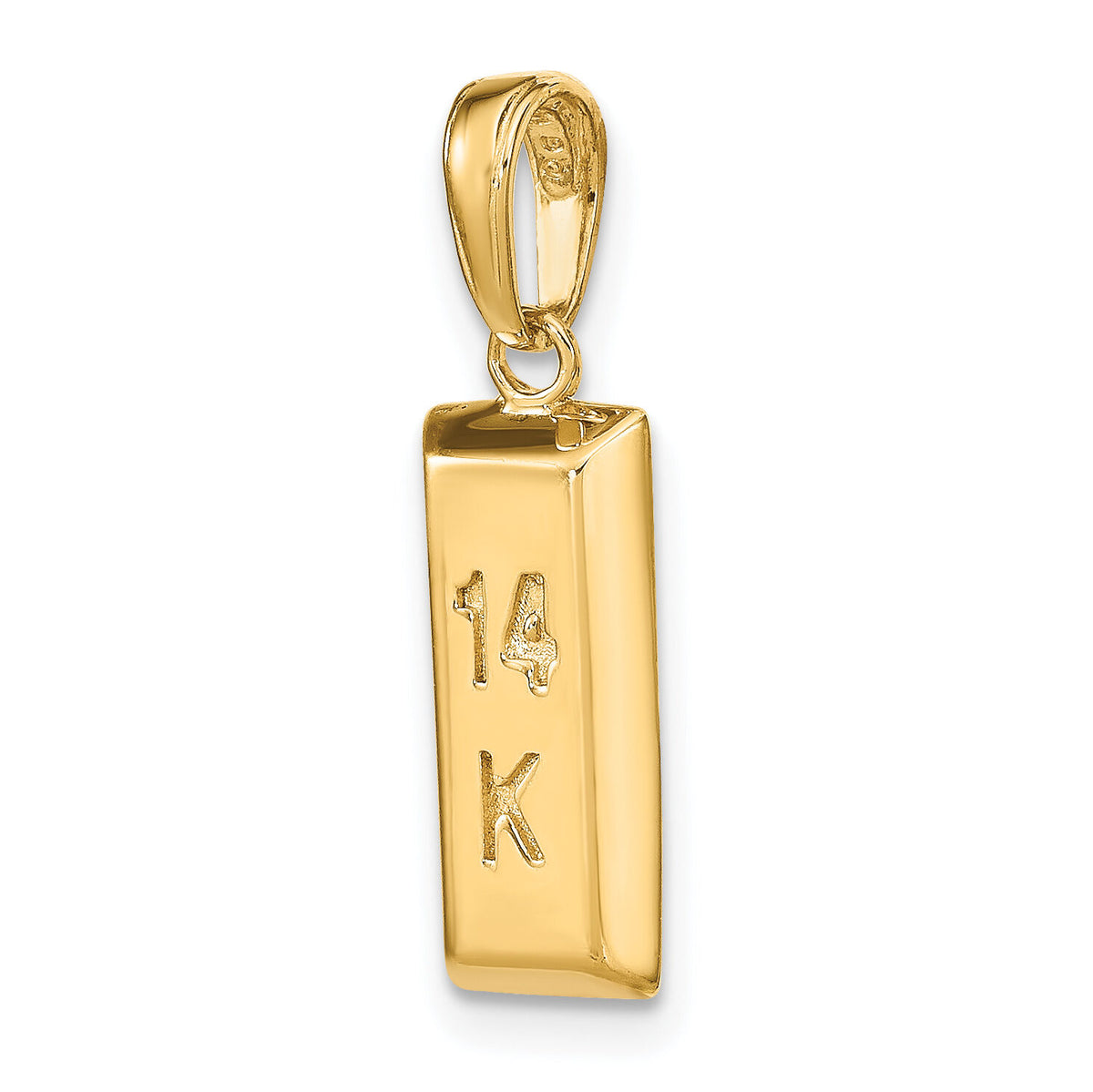 14k 3D Gold Bar Pendant-C3216