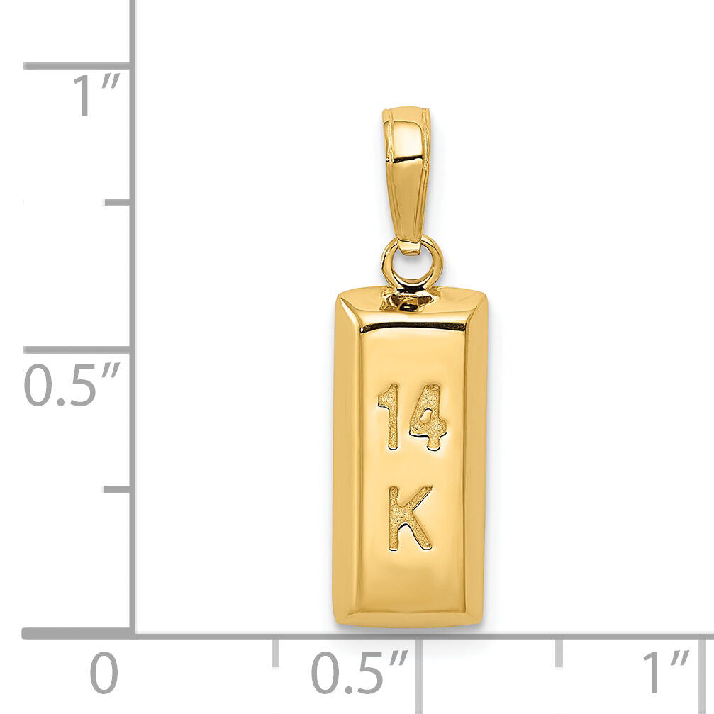 14k 3D Gold Bar Pendant-C3216