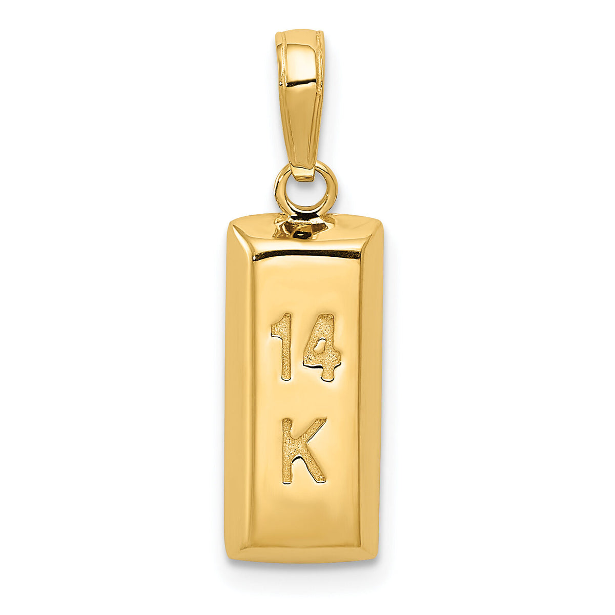 14k 3D Gold Bar Pendant-C3216