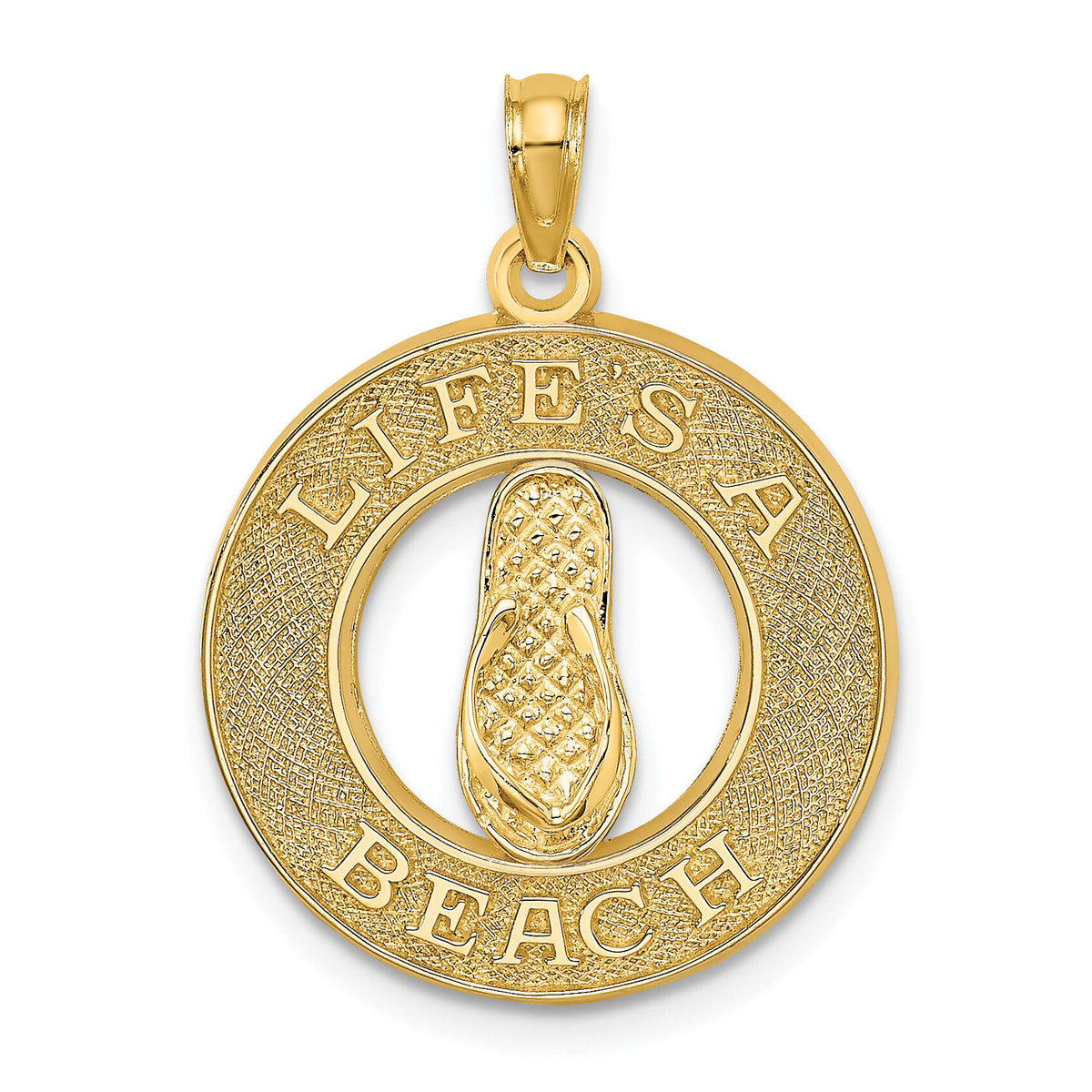 14K LIFES A BEACH Circle W/Flip-Flop Charm-C3230