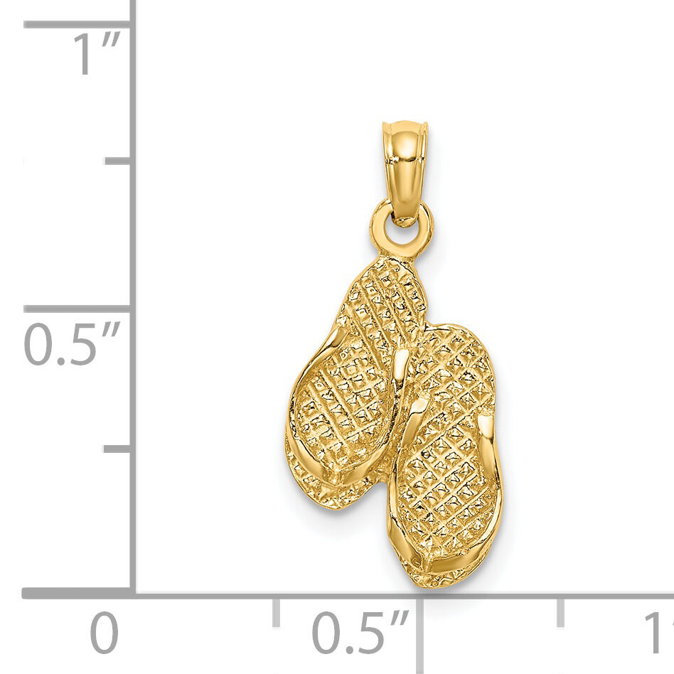 14k 3D DESTIN, FLORIDA Double Flip-Flop Charm-C3241