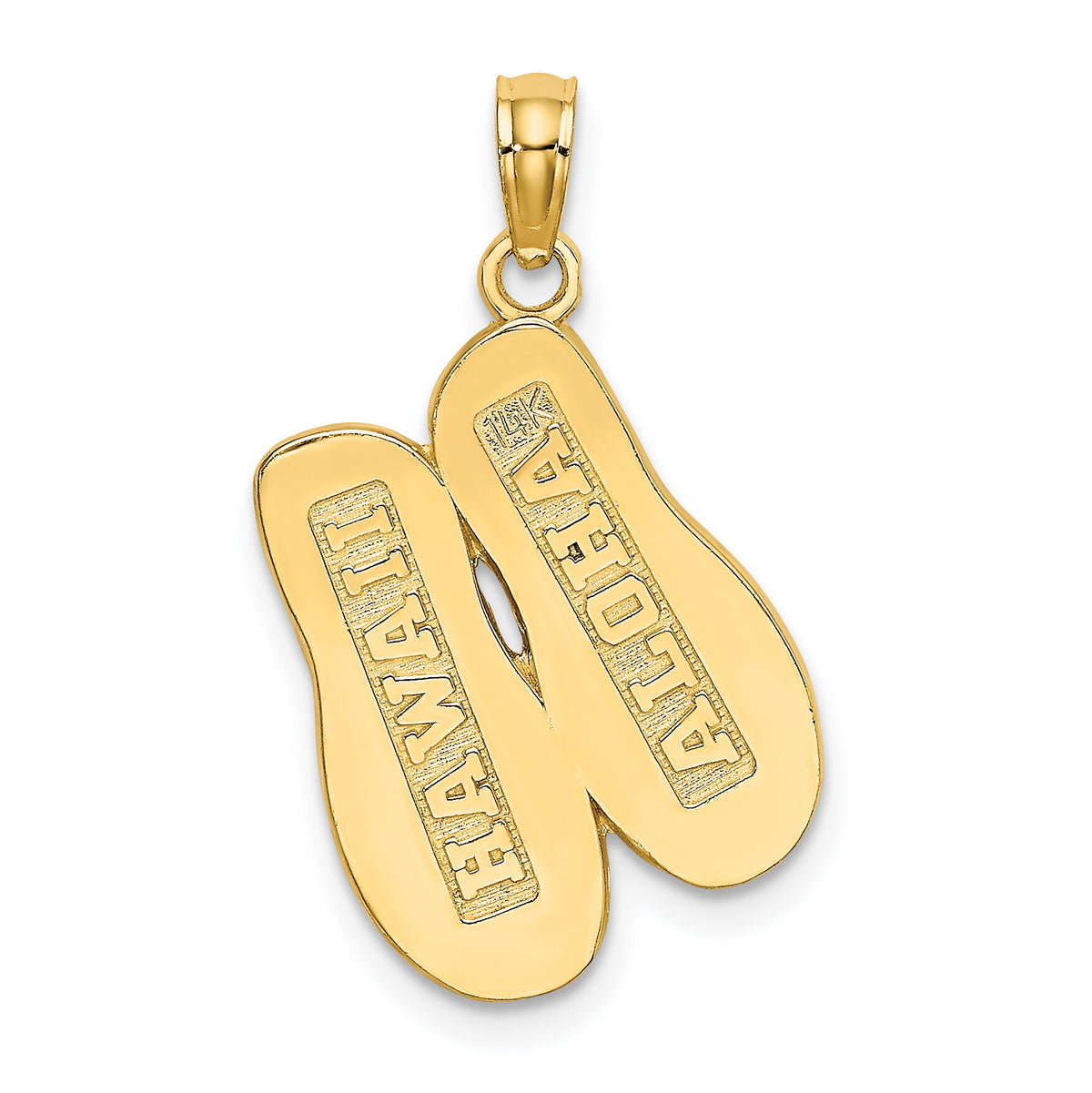 14k 3D HAWAII ALOHA Double Flip-Flop Charm-C3250