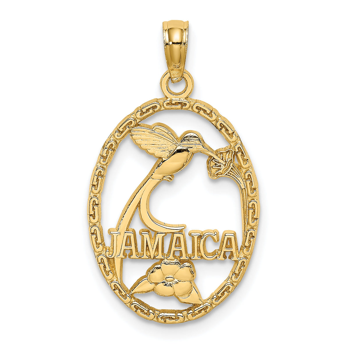 14k JAMAICA w/Bird and Flowers Charm-C3255