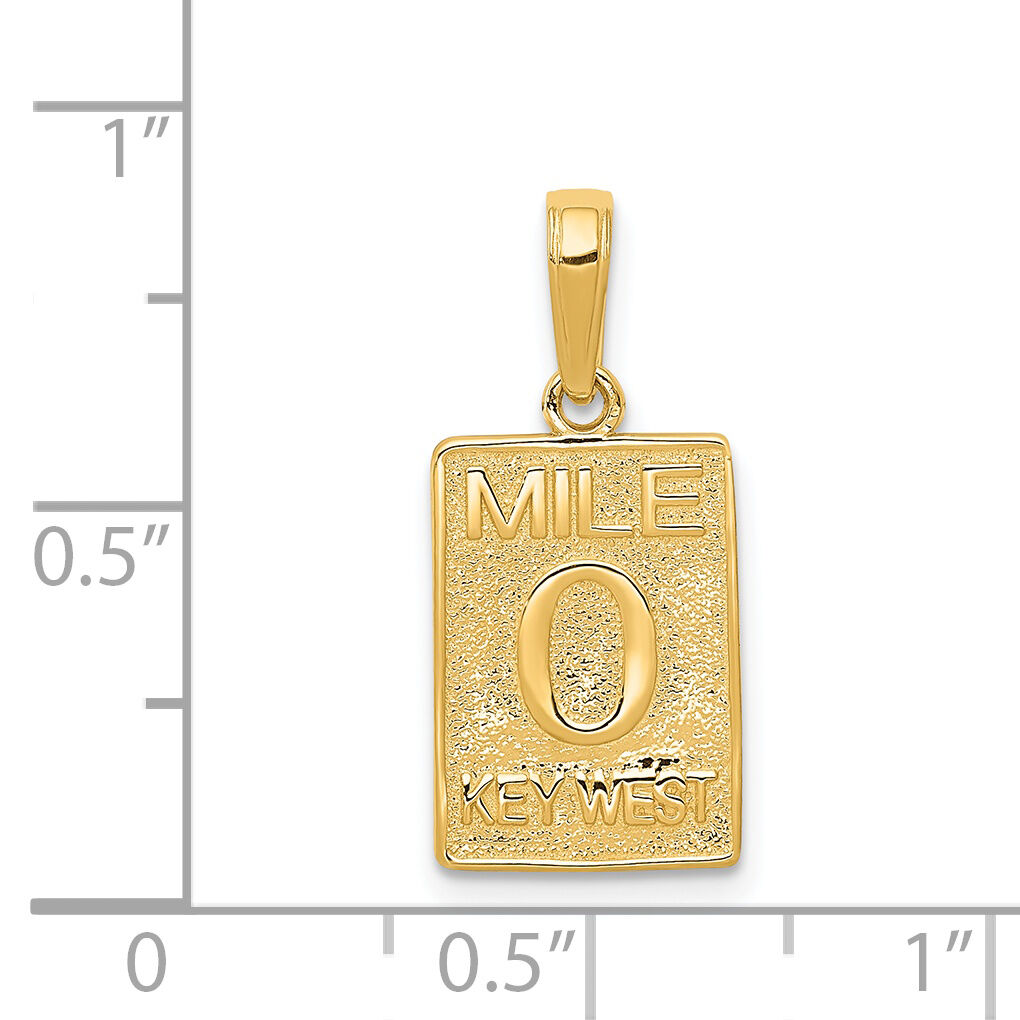 14k Mile 0 KEY WEST Mile Marker Pendant-C3262