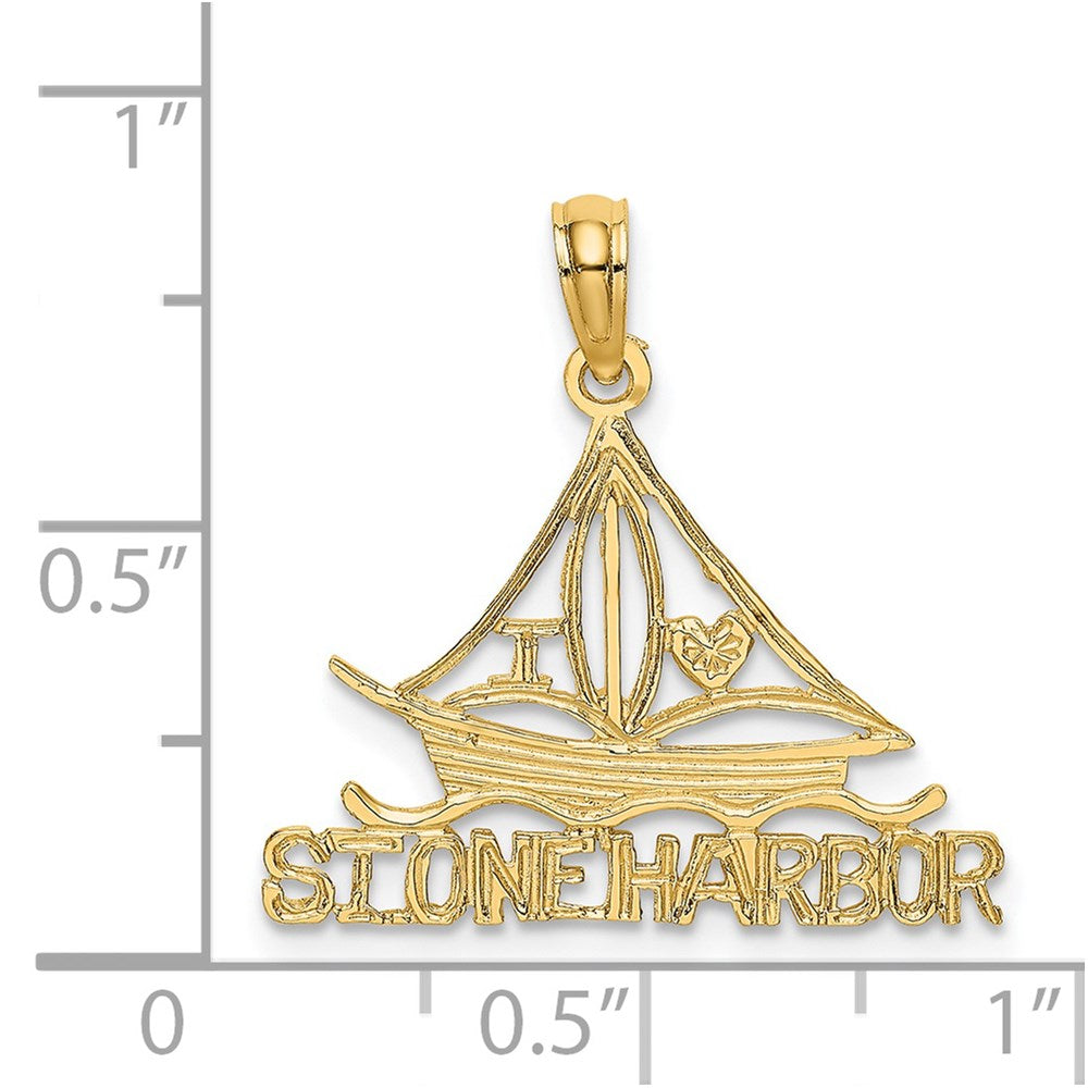 14k I LOVE STONE HARBOR Sailboat Charm-C3303