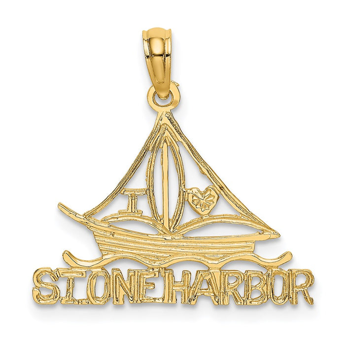 14k I LOVE STONE HARBOR Sailboat Charm-C3303