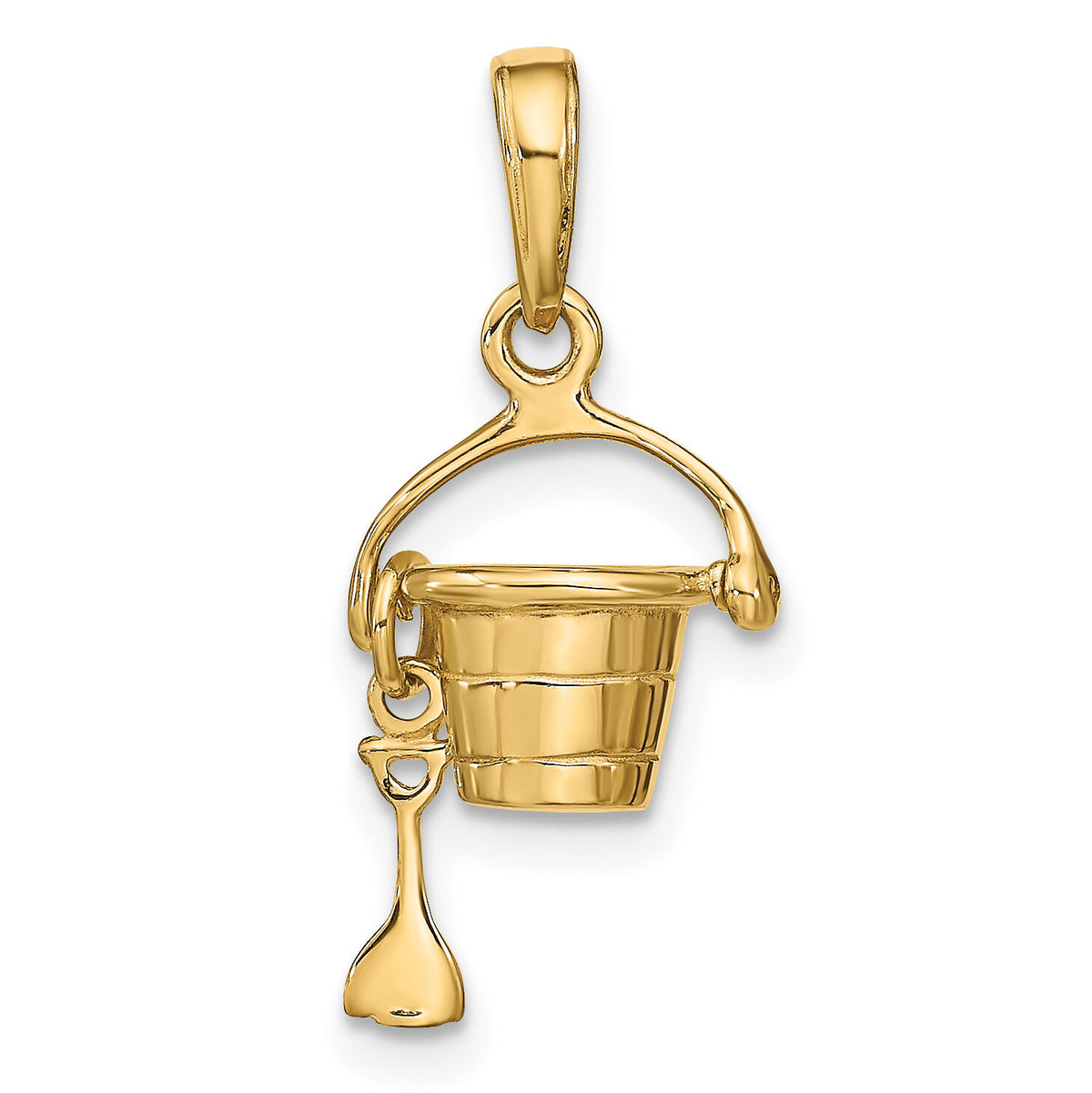 14k 3-D Beach Bucket with Shovel Charm-C3305