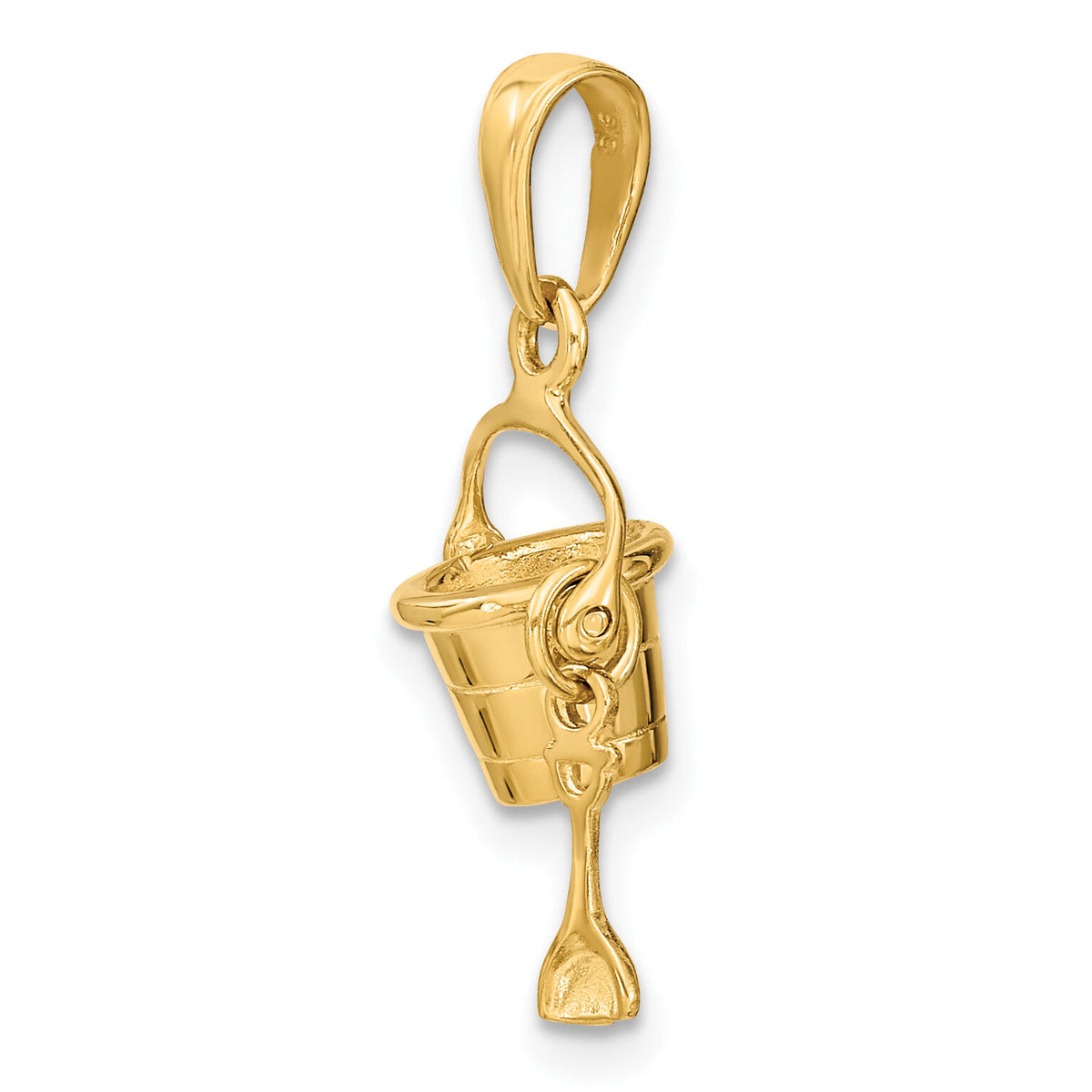 14k 3-D Beach Bucket with Shovel Charm-C3305