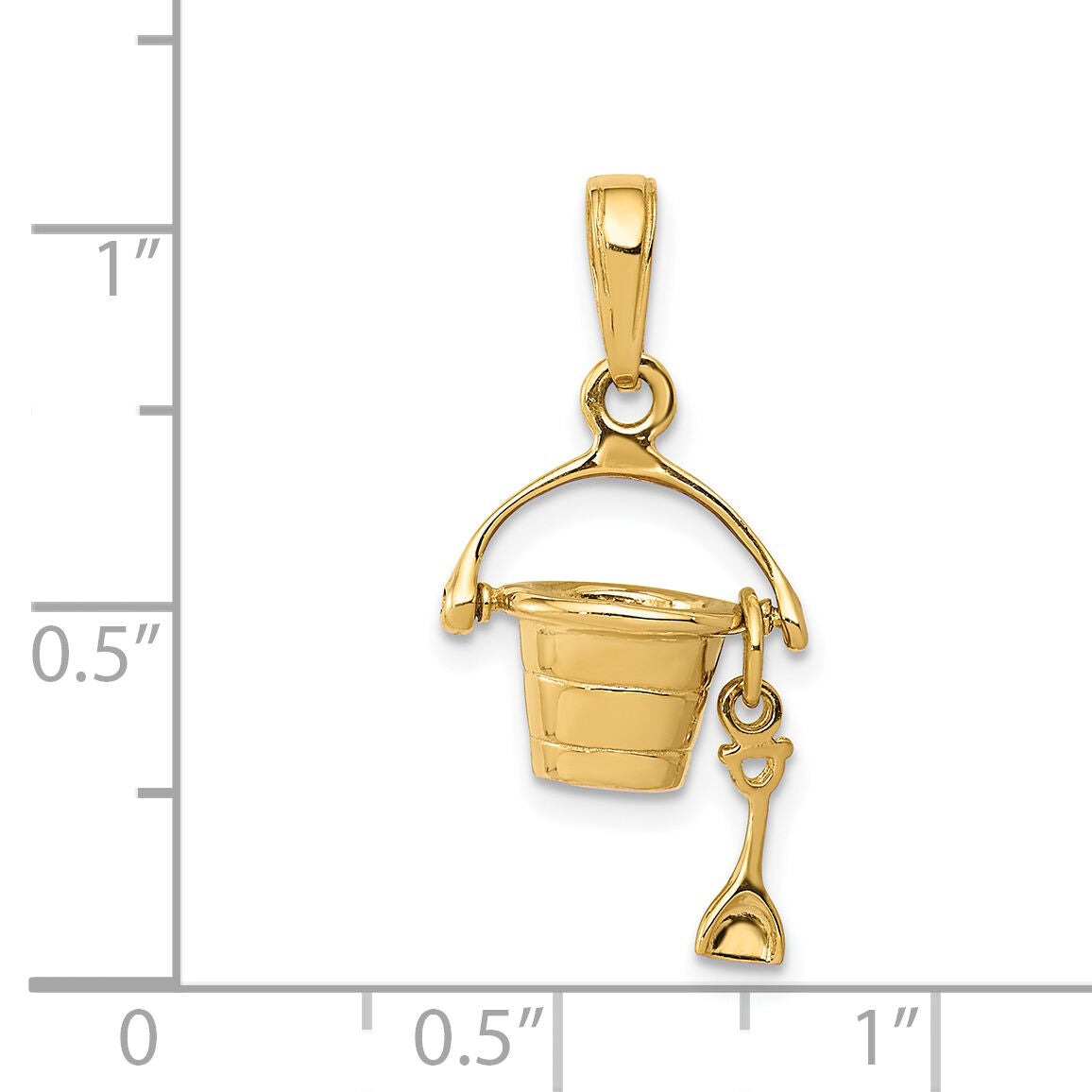 14k 3-D Beach Bucket with Shovel Charm-C3305