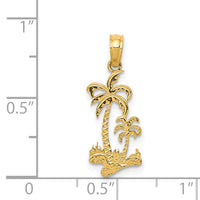 14k Double Palm Trees Pendant-C3324