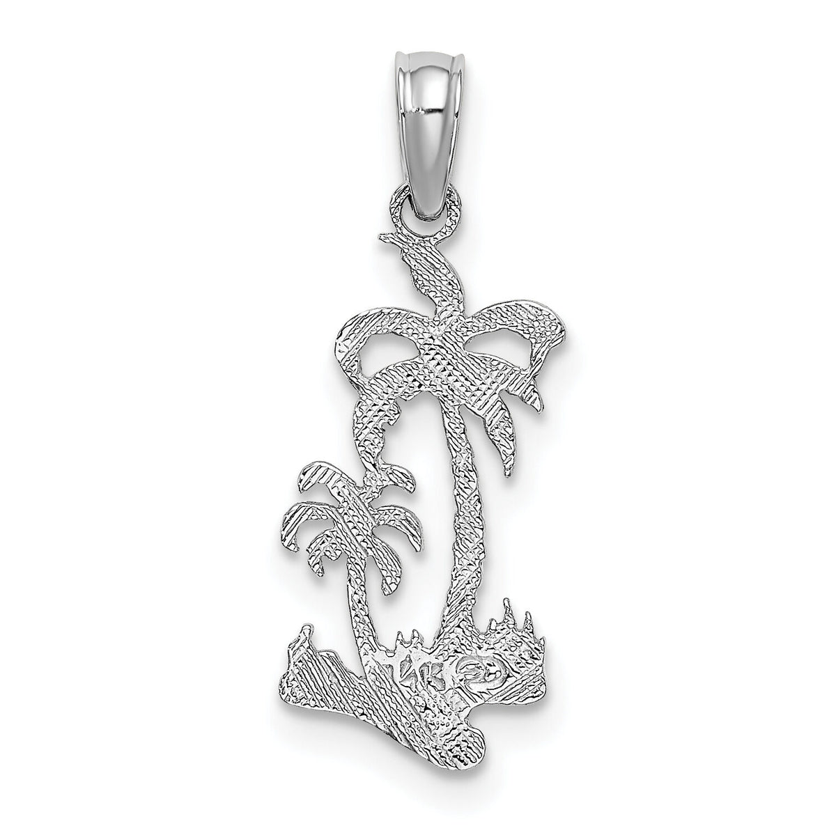 14k White Gold Double Palm Trees Pendant-C3324W