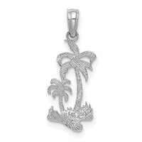 14k White Gold Double Palm Trees Pendant-C3324W