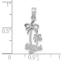 14k White Gold Double Palm Trees Pendant-C3324W