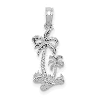 14k White Gold Double Palm Trees Pendant-C3324W
