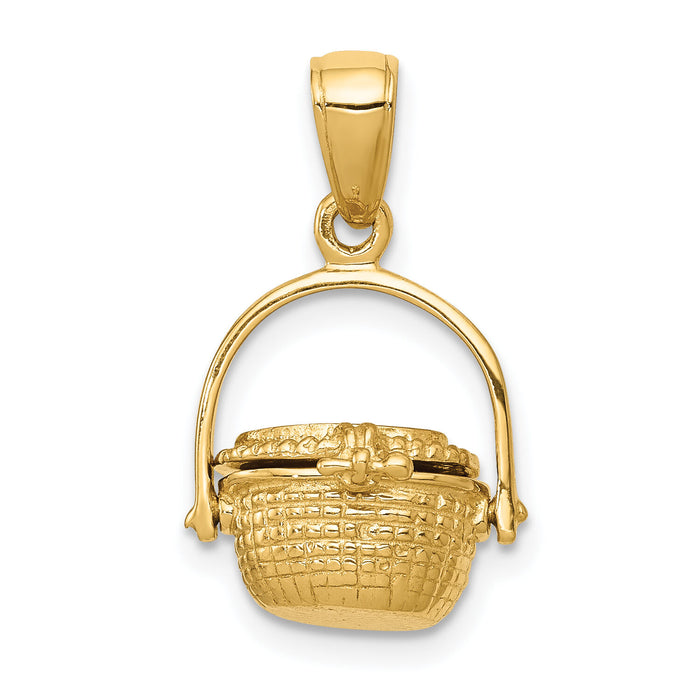 14k 3-D Nantucket Basket Pendant-C3327