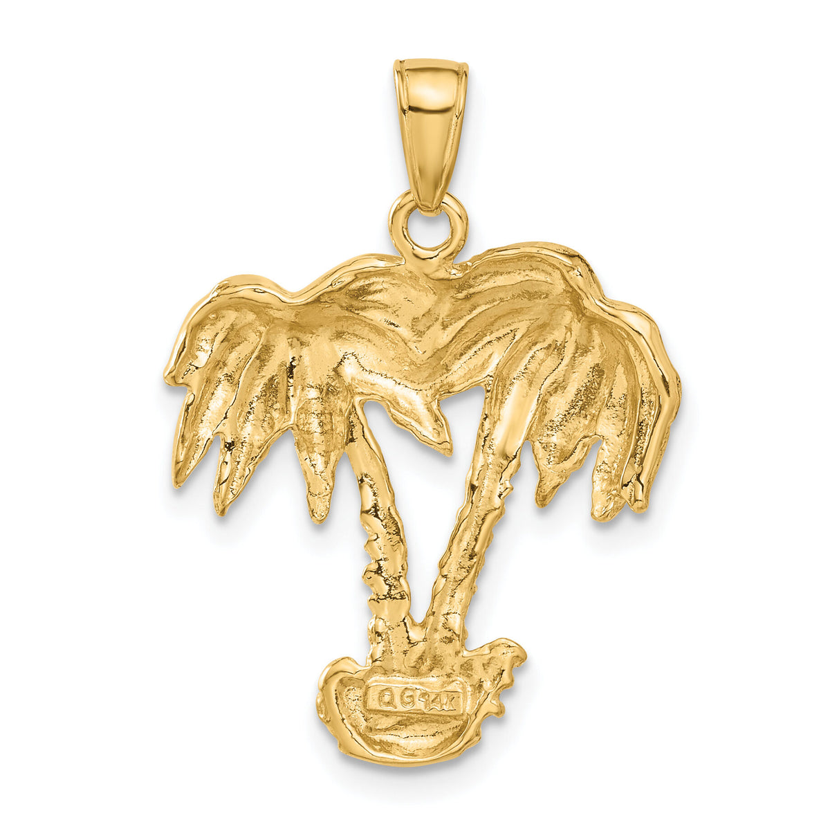 14k Double Palm Trees Pendant-C3333