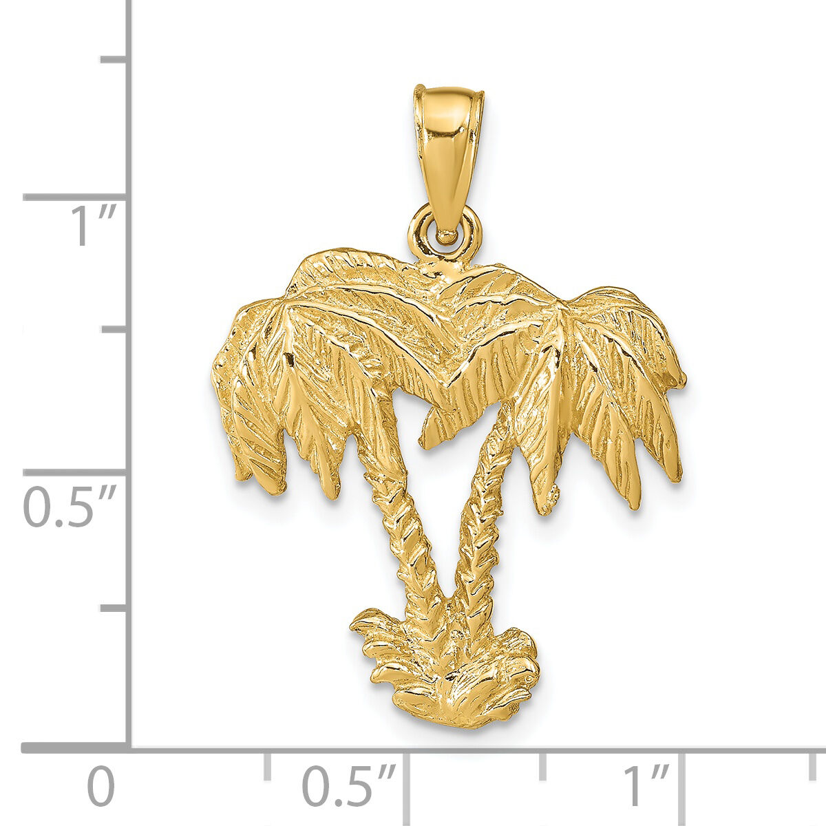 14k Double Palm Trees Pendant-C3333