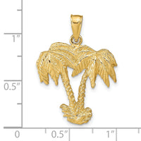 14k Double Palm Trees Pendant-C3333