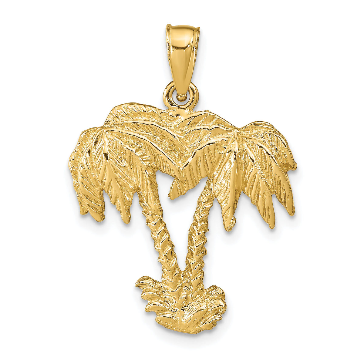 14k Double Palm Trees Pendant-C3333