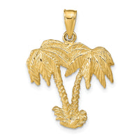 14k Double Palm Trees Pendant-C3333