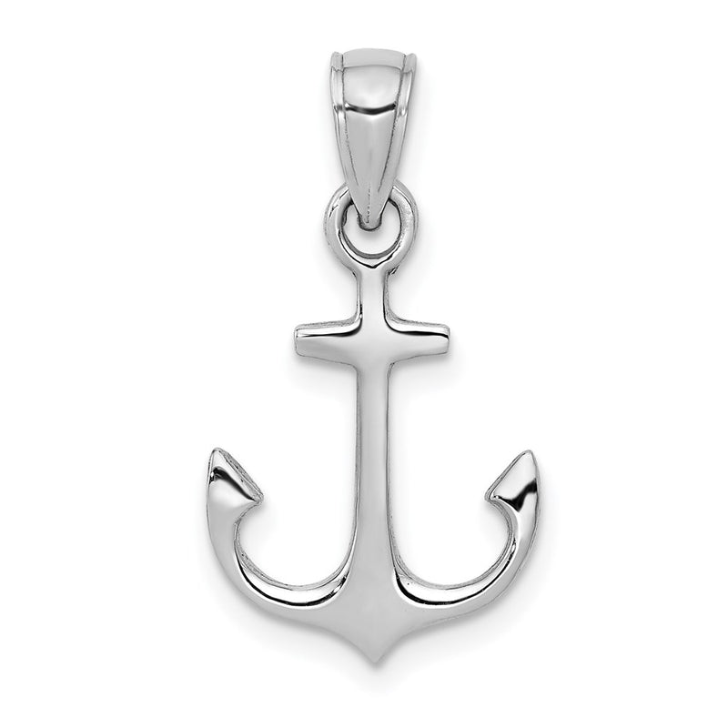 14k White Gold Anchor Pendant-C3339W