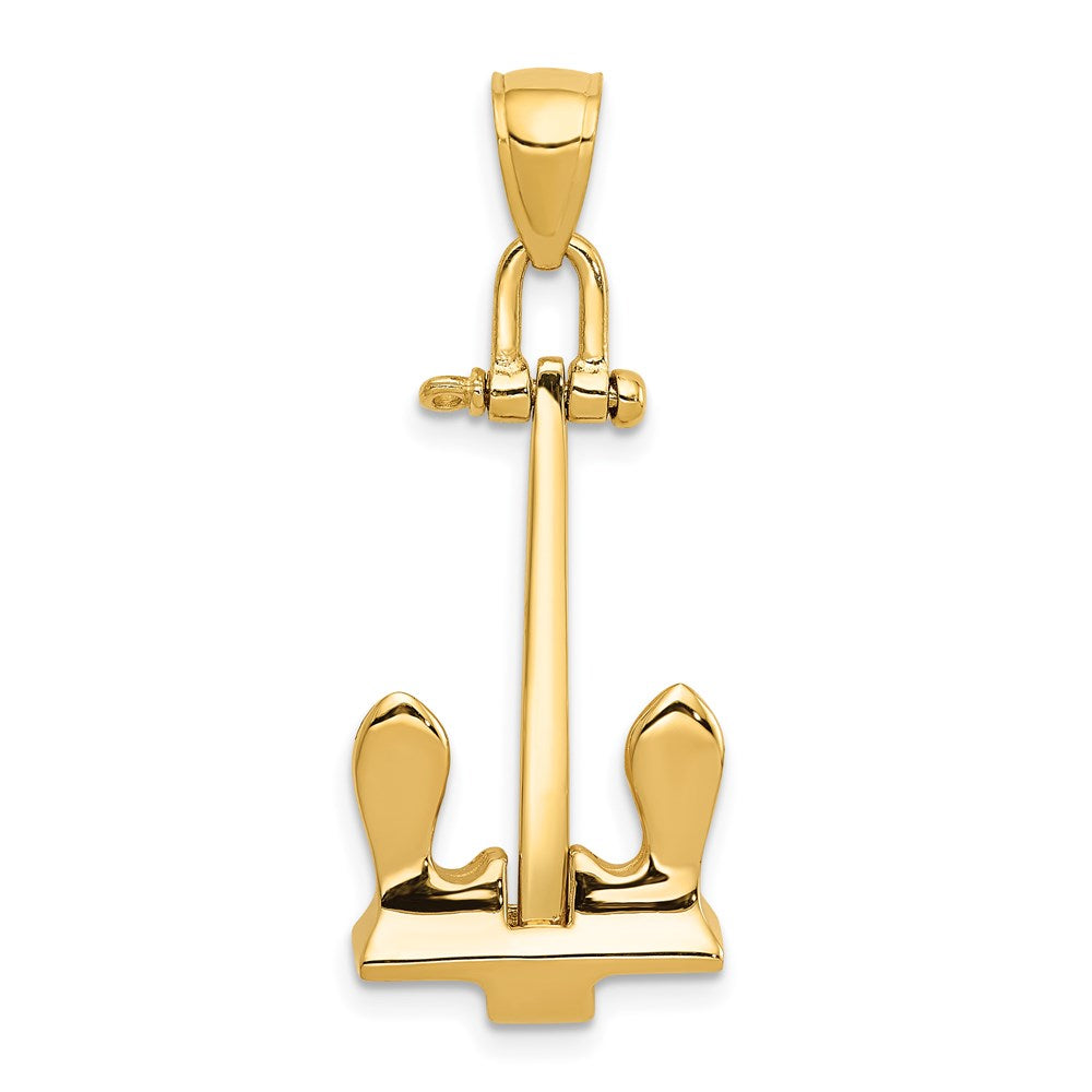 14k 3-D T-Bar Style Anchor Pendant-C3340