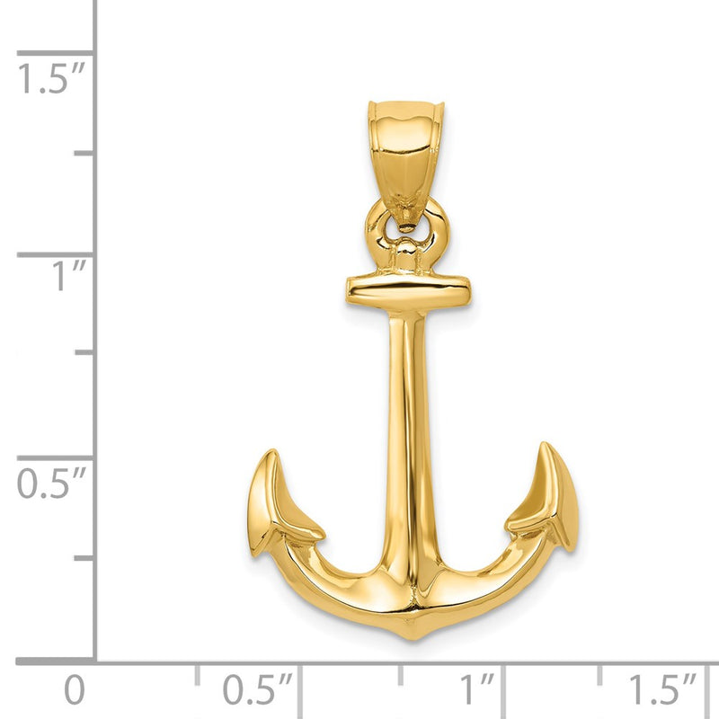 14k 3-D Anchor Pendant-C3341