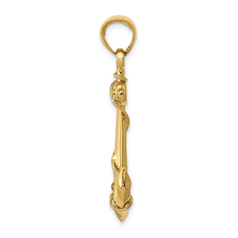 14k 3-D Anchor with Rope Pendant-C3342